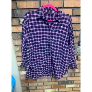 Zara Women's Plaid Side Slit Button Up Blouse